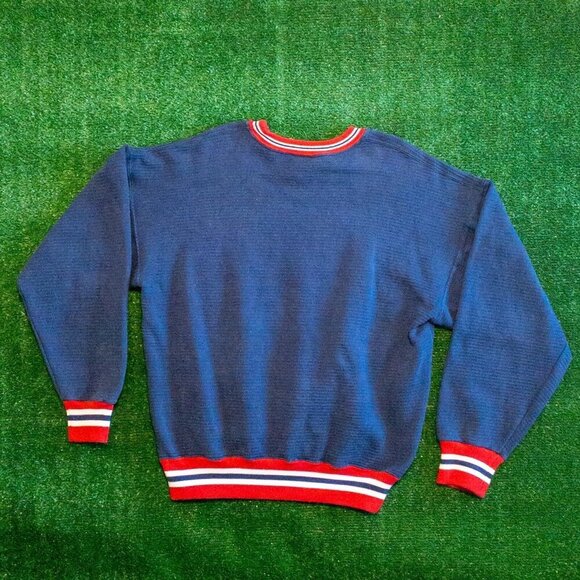 VINTAGE LEGENDS ATHLETIC MENS SWEATER AMERICA SPELL OUT RED WHITE BLUE FLAG SZ L - Picture 5 of 6